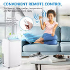 Climatiseur portable | Climatiseur de 14000 BTU refroidissant jusqu'à 65 m² | Avec télécommande, ventilateur AC déshumidificateur | Faible bruit | Mode veille | Idéal pour la maison