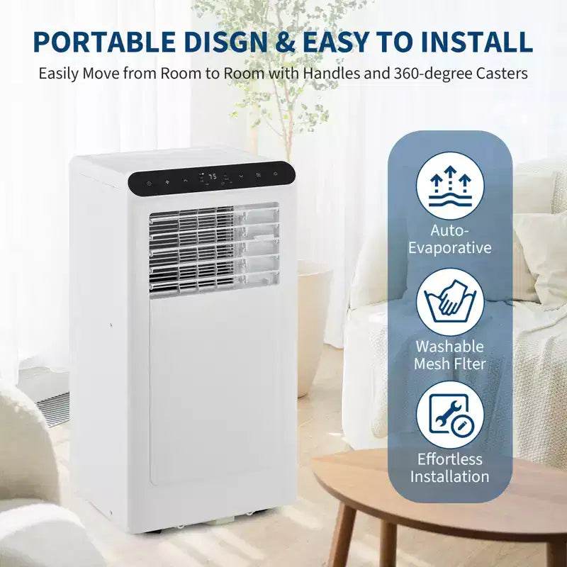 Climatiseur portable 8 000 BTU 3-en-1 (1 unité) pour pièces jusqu'à 32,5 m² | Design compact avec kit fenêtre et minuterie 24h