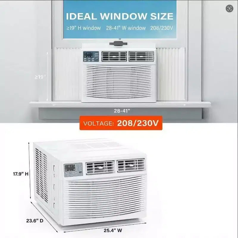 Climatiseur de fenêtre 18 000 BTU – Unité blanc froid/chaud (1 unité) pour grandes pièces | Économe en énergie et facile à installer