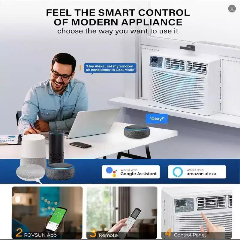 Climatiseur de fenêtre 18 000 BTU – Unité blanc froid/chaud (1 unité) pour grandes pièces | Économe en énergie et facile à installer