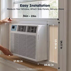 Climatiseur de fenêtre intelligent Simzlife 10000 BTU, climatiseur 3-en-1 pour 42 m², contrôle par application, installation facile, économe en énergie et silencieux, blanc