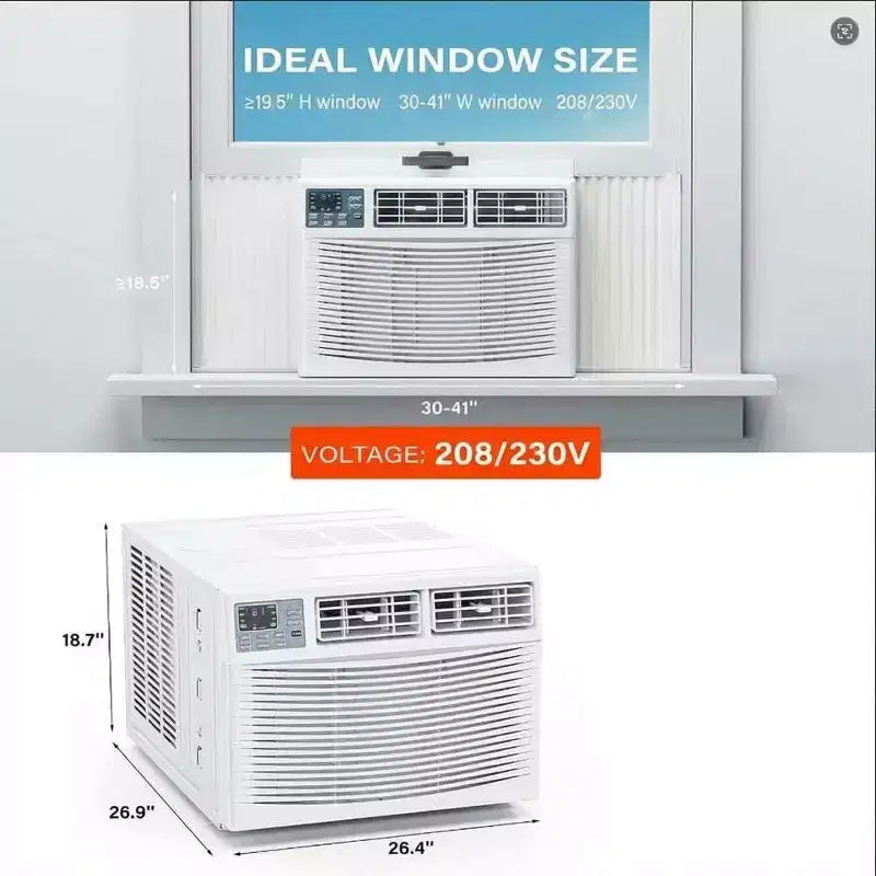 Climatiseur de fenêtre intelligent 23 200 BTU avec pompe à chaleur - Unité blanche 7-en-1 (1 pack) pour grandes pièces jusqu'à 88 m² | Compatible WiFi/Alexa, 208/230 V