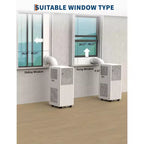 12,000 BTU Portable AC - 3-in-1 White Air Conditioner (1 Pack) for Small Rooms 190-250 Sq.Ft | Drainage-Free with Remote & Window Kit