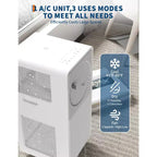 12,000 BTU Portable AC - 3-in-1 White Air Conditioner (1 Pack) for Small Rooms 190-250 Sq.Ft | Drainage-Free with Remote & Window Kit