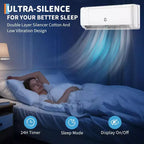 Climatiseur mini-split 9 000 BTU, mural 19 SEER2 avec pompe à chaleur et kits d'installation, refroidit jusqu'à 42 m², Wi-Fi et télécommande, 115 V