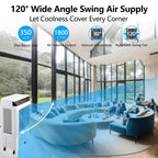 Refroidisseur par évaporation portable avec oscillation à 120°, 3 modes et vitesses, ventilateur de refroidissement par eau pour patio intérieur/extérieur, garage et usage commercial