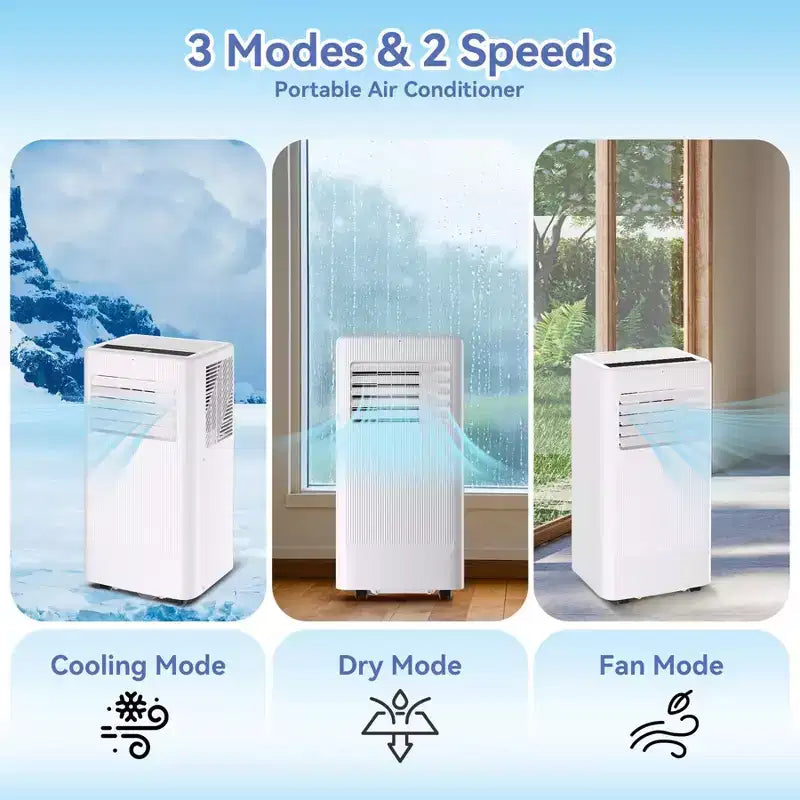 Climatiseur portable 3-en-1 de 8 000 BTU - Blanc, 1 unité, Climatiseur silencieux pour pièces de 420 pieds carrés, télécommande et kit de fenêtre inclus pour la maison/le bureau/le dortoir
