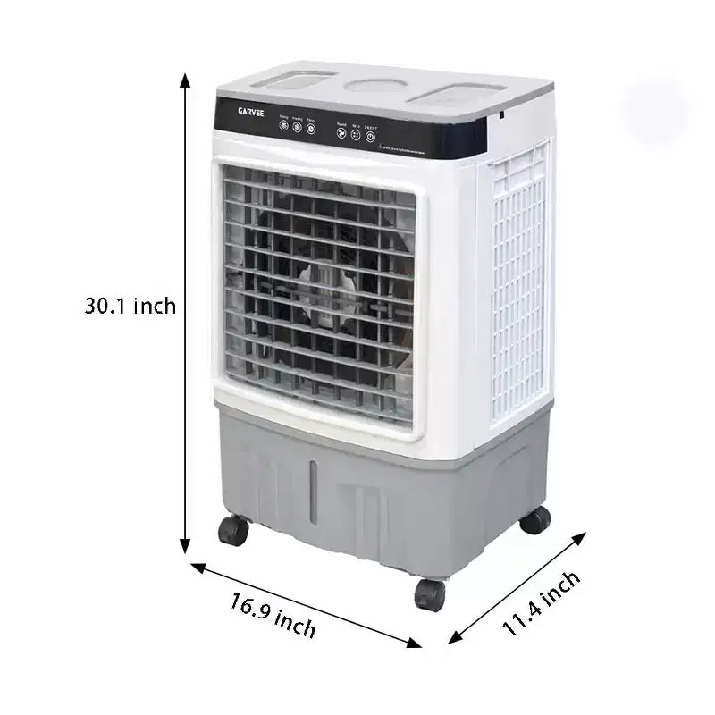 Ventilateur de climatiseur portable - Refroidisseur évaporatif 3 vitesses blanc+gris (1 pièce) | Capacité de 31 L avec télécommande pour chambre/dortoir/bureau