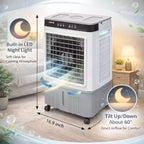 Ventilateur de climatiseur portable - Refroidisseur évaporatif 3 vitesses blanc+gris (1 pièce) | Capacité de 31 L avec télécommande pour chambre/dortoir/bureau