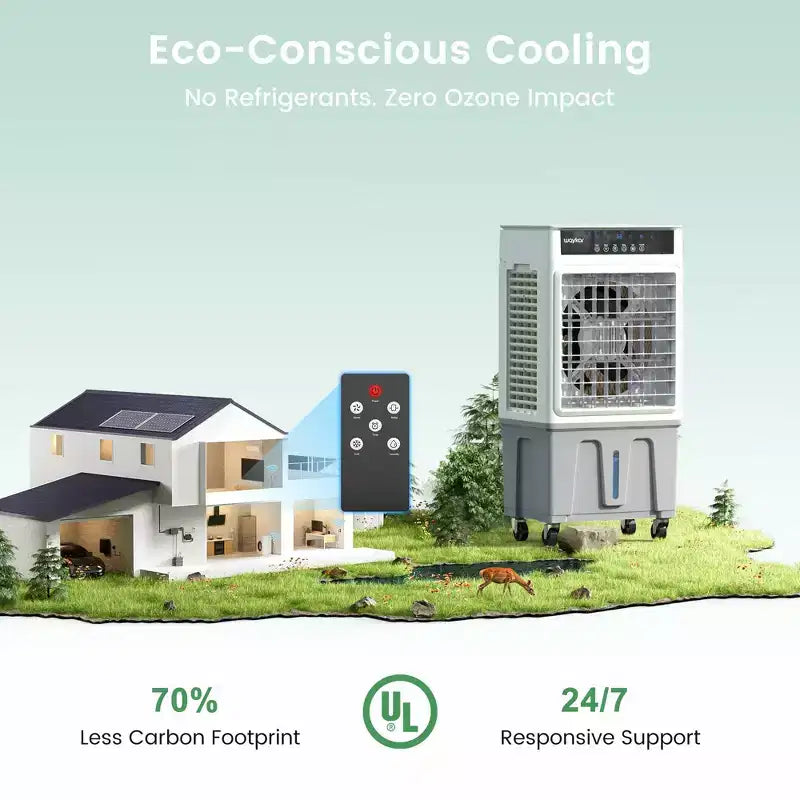 Refroidisseur d'air par évaporation/climatiseur portable Waykar 2943-3531 CFM avec 3 vitesses de refroidissement