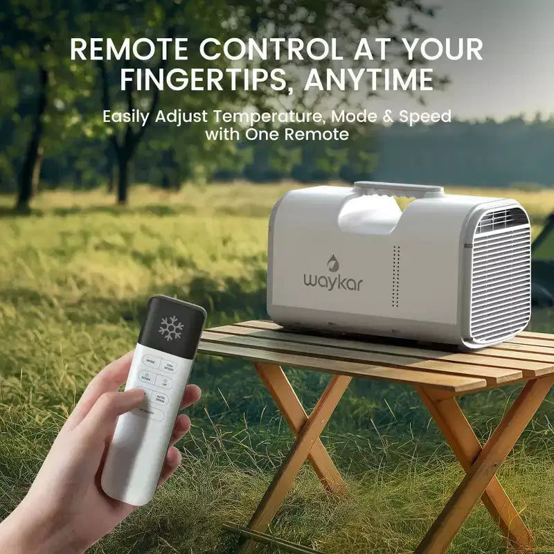 Climatiseur portable 3-en-1 Waykar 4500 BTU pour tente, camping et camping-car avec déshumidificateur et télécommande
