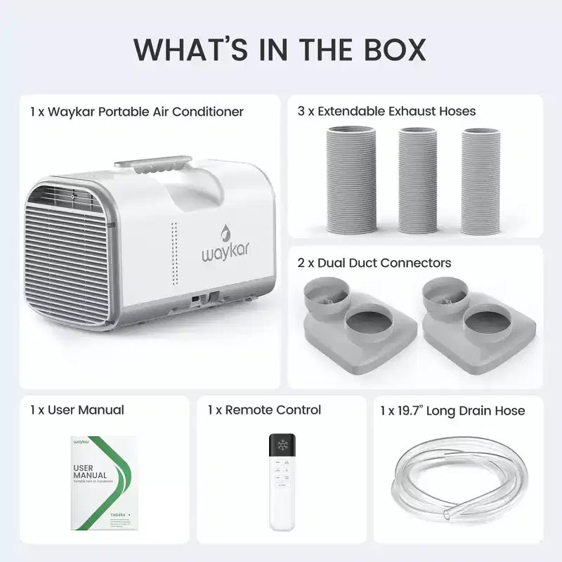 Climatiseur portable 3-en-1 Waykar 4500 BTU pour tente, camping et camping-car avec déshumidificateur et télécommande