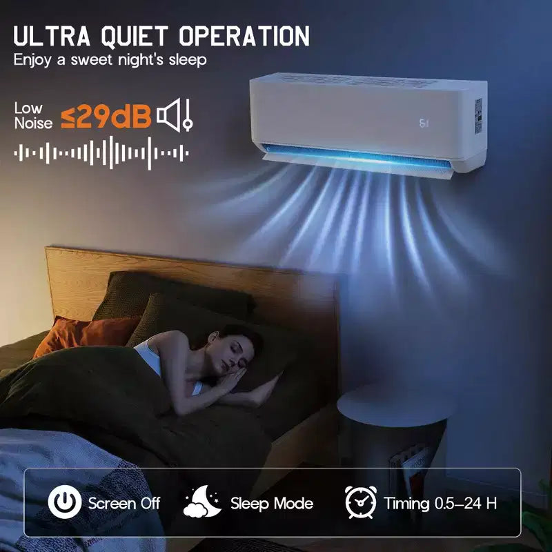 Système de climatisation mini-split 3 zones AMERLIFE 28K BTU (12K+12K+12K) avec contrôle WiFi, 22 SEER2, blanc
