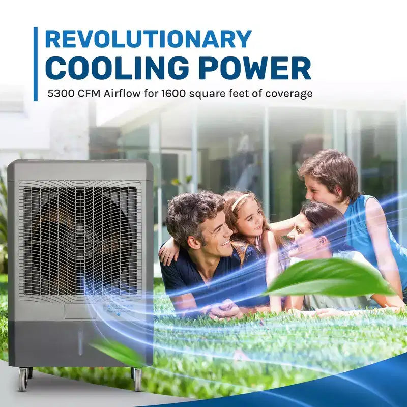 Hessaire MC61M Refroidisseur d'air évaporatif portable pour intérieur/extérieur, 148 m²