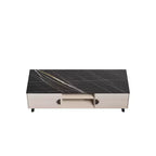 Mueble de TV de Mármol Blanco y Negro de 55" con Almacenamiento, Estilo Moderno de Mediados de Siglo