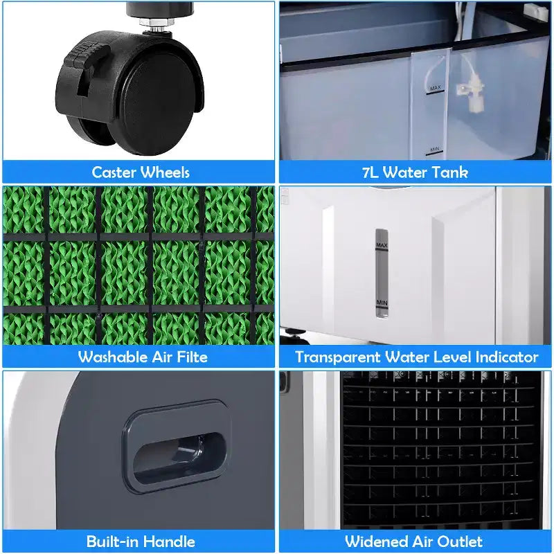 Refroidisseur d'air portable et chauffage-humidificateur Costway avec filtre lavable et télécommande