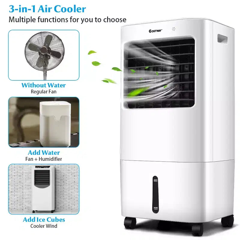 Rafraîchisseur d'air évaporatif portable Costway Ventilateur et humidificateur avec télécommande Minuteur 7,5 h
