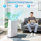 Costway Climatiseur portable 6350 BTU (9000 BTU ASHRAE) 3-en-1 ventilateur rafraîchisseur d'air déshumidificateur avec télécommande