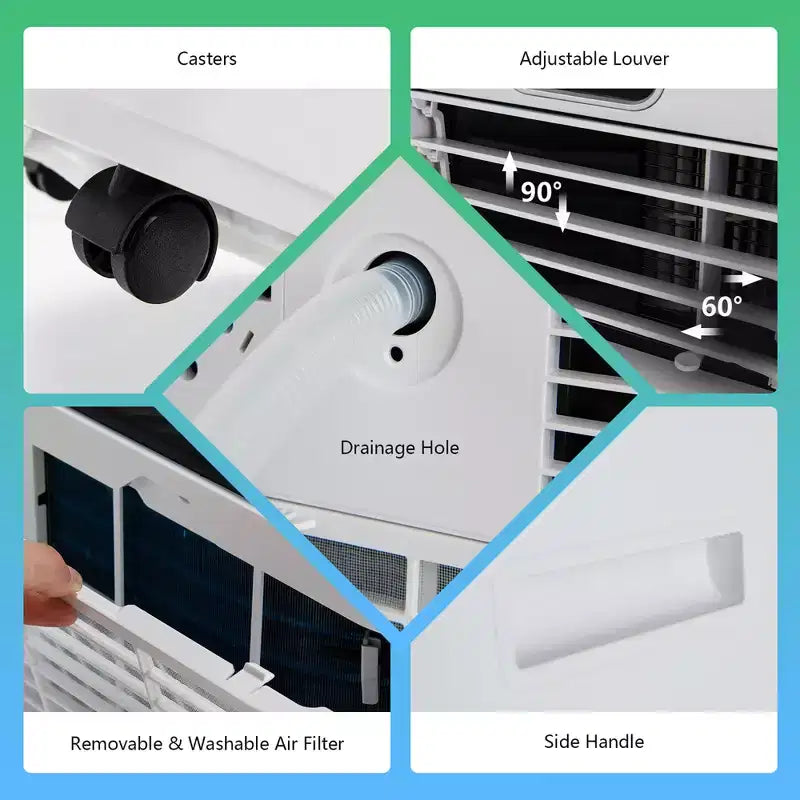 Climatiseur portable Costway 6000 BTU (10000 BTU ASHRAE) avec télécommande, refroidisseur d'air 3-en-1 avec fonction de déshumidification