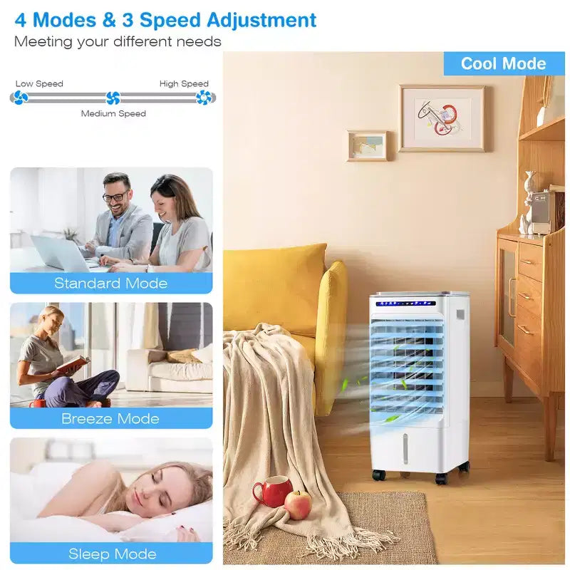 Rafraîchisseur d'air évaporatif 3-en-1 Costway Ventilateur portable avec fonction humidificateur
