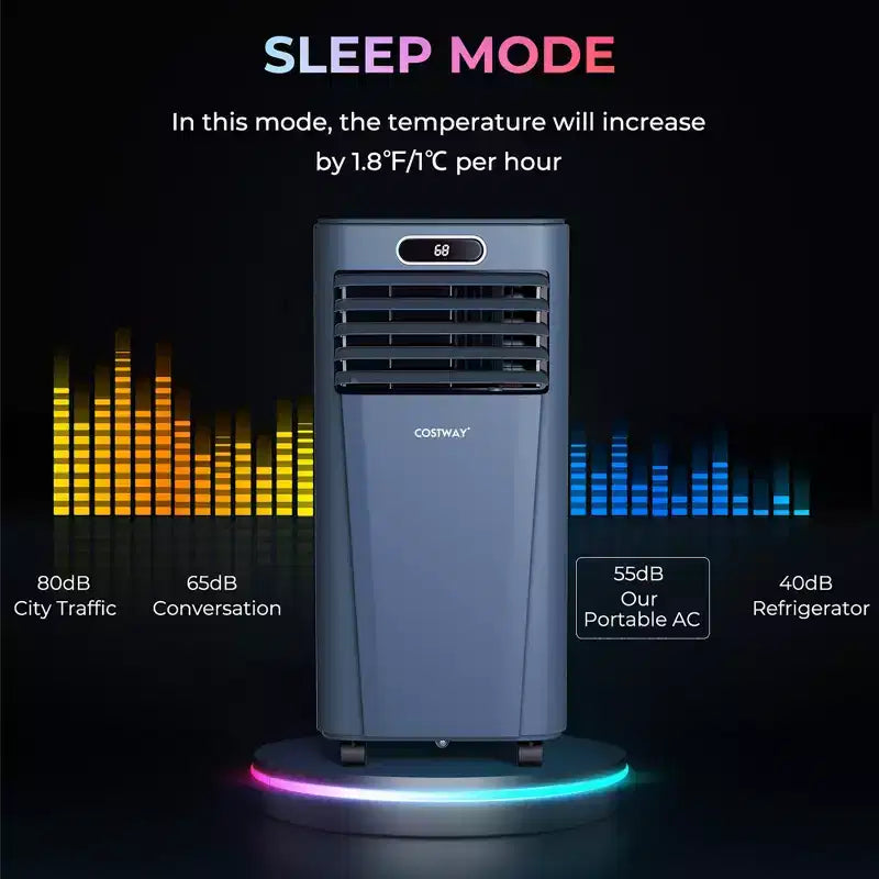 Climatiseur portable Costway 5000 BTU (8000 BTU ASHRAE) avec télécommande, refroidisseur d'air 3-en-1 avec séchage