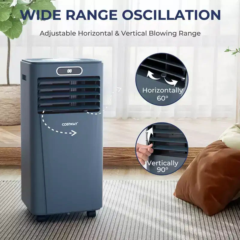 Climatiseur portable Costway 5000 BTU (8000 BTU ASHRAE) avec télécommande, refroidisseur d'air 3-en-1 avec séchage