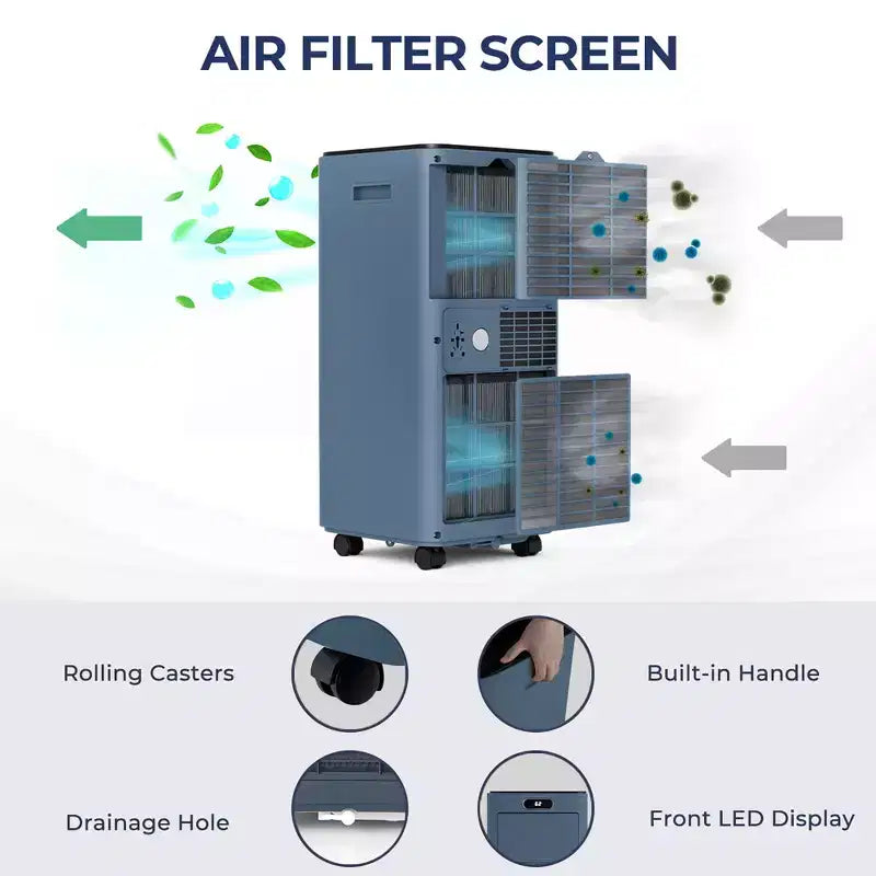 Climatiseur portable Costway 5000 BTU (8000 BTU ASHRAE) avec télécommande, refroidisseur d'air 3-en-1 avec séchage