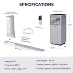 Climatiseur portable Costway 10000 BTU ASHRAE 3-en-1 avec déshumidificateur et mode ventilateur