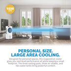 Refroidisseur d'air évaporatif et ventilateur portable Newair, refroidisseur par évaporation 1600 CFM, chambre à glaçons à chargement par le haut, réservoir d'eau amovible de 12 litres