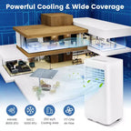 Costway Climatiseur portable 3-en-1 5000 BTU (8000 BTU ASHRAE) avec modes Froid, Déshumidification, Ventilation et Nuit
