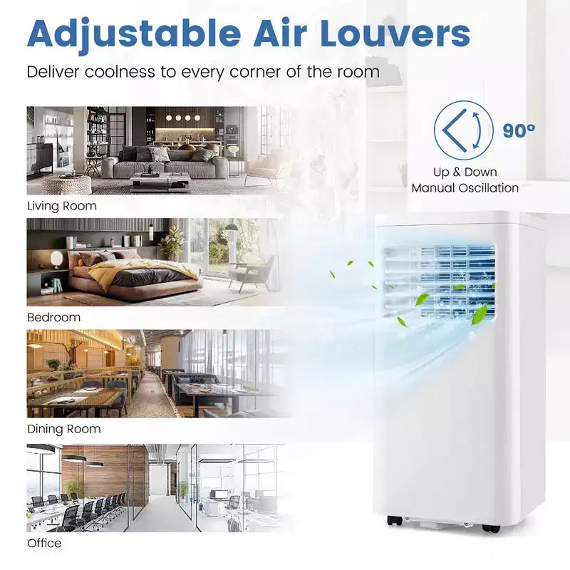 Costway Climatiseur portable 3-en-1 5000 BTU (8000 BTU ASHRAE) avec modes Froid, Déshumidification, Ventilation et Nuit