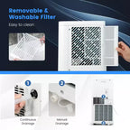 Costway Climatiseur portable 3-en-1 5000 BTU (8000 BTU ASHRAE) avec modes Froid, Déshumidification, Ventilation et Nuit