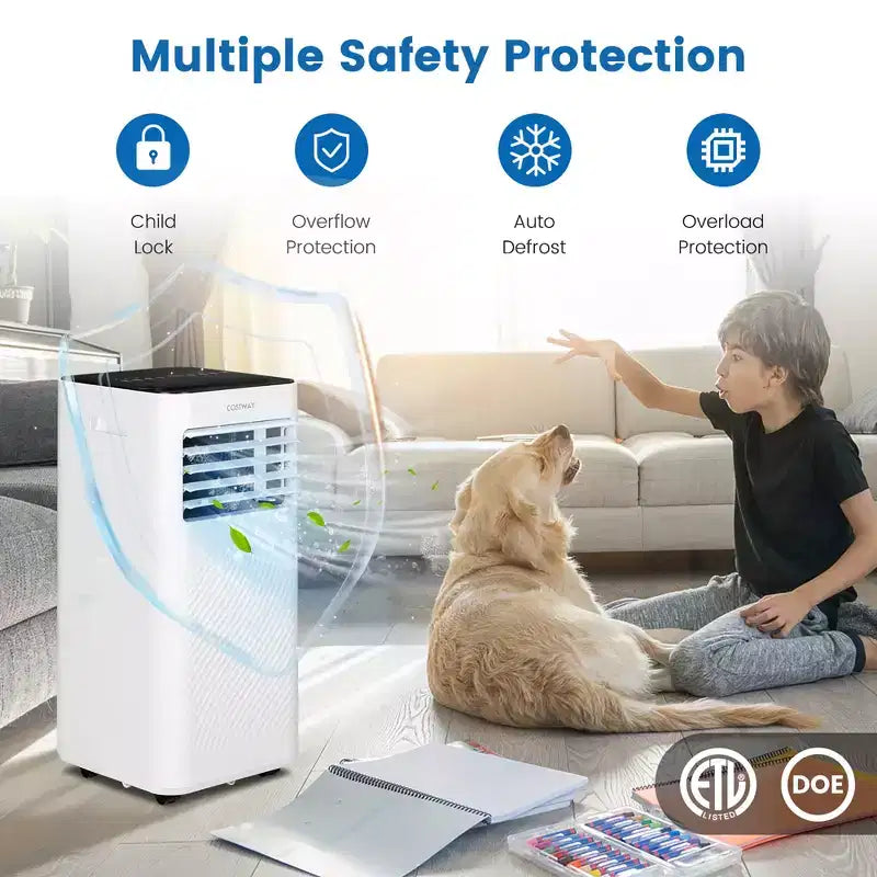 Climatiseur portable 4-en-1 Costway 5000 BTU (8000 BTU ASHRAE) avec ventilateur froid, déshumidificateur et mode veille