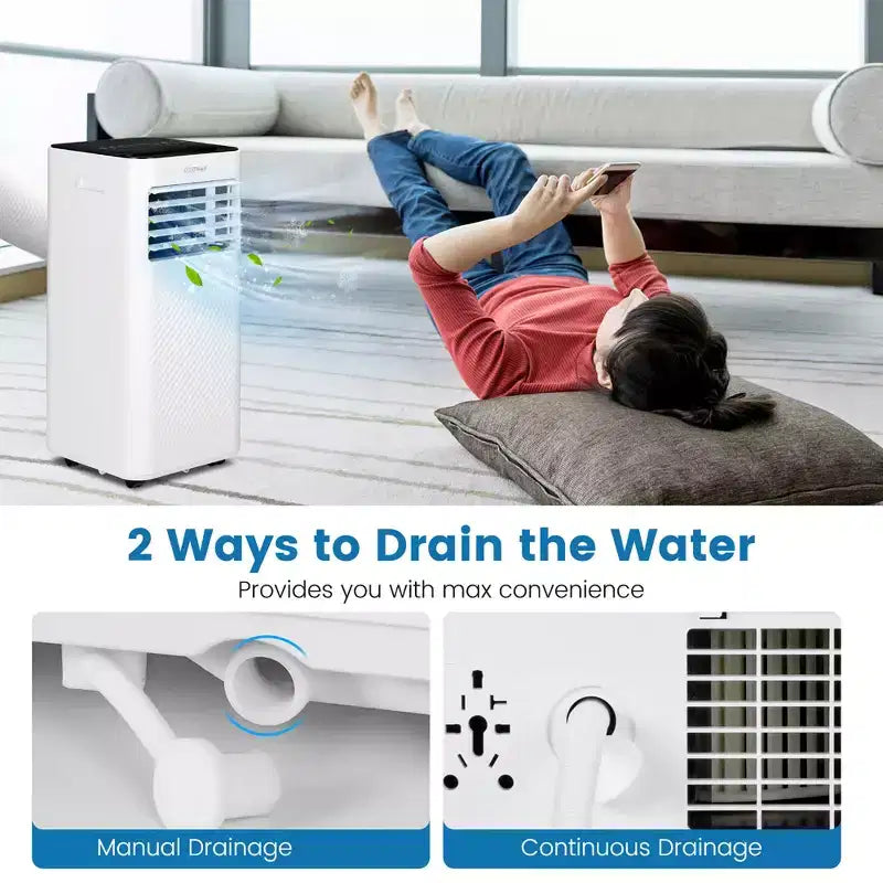 Climatiseur portable 4-en-1 Costway 5000 BTU (8000 BTU ASHRAE) avec ventilateur froid, déshumidificateur et mode veille