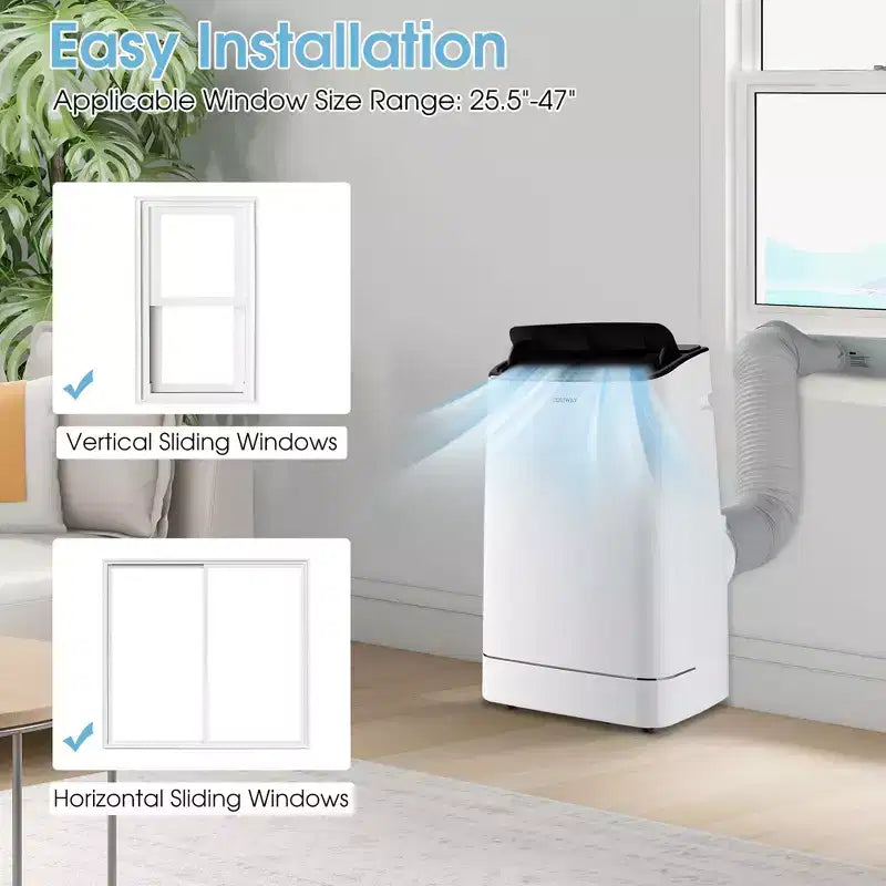 Costway Climatiseur portable 15000 BTU avec télécommande et contrôle par application, ventilateur de refroidissement, fonction chauffage et déshumidificateur
