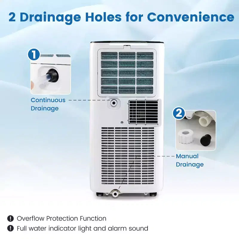 Climatiseur portable Costway 6000 BTU (9000 BTU ASHAR) 3-en-1 avec fonctions climatiseur, déshumidificateur, ventilateur et mode nuit