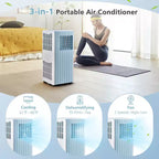 Climatiseur Portable Costway 7100 BTU (10000 BTU ASHARE) Unité AC 3-en-1 avec Refroidissement Déshumidification Ventilation Mode Veille