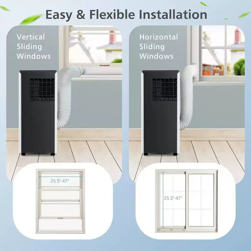 Climatiseur Portable Costway 7100 BTU (10000 BTU ASHARE) Unité AC 3-en-1 avec Refroidissement Déshumidification Ventilation Mode Veille