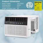 Climatiseur de fenêtre Costway 8100 BTU (12000 BTU Ashrae) avec télécommande, panneau de commande LED, jusqu'à 37 m²