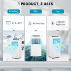 Climatiseur portable Costway 8000 BTU 3-en-1 avec ventilateur rafraîchissant, déshumidificateur et mode veille