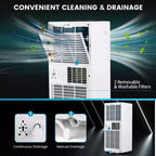Climatiseur portable Costway 8000 BTU 3-en-1 avec ventilateur rafraîchissant, déshumidificateur et mode veille
