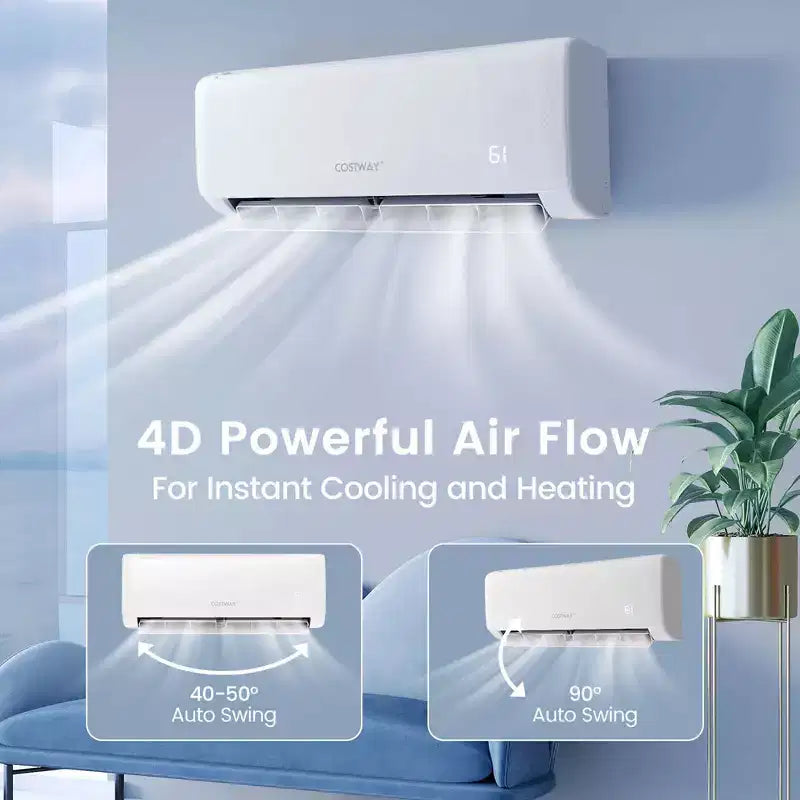 Climatiseur mural Costway 18 000 BTU avec thermopompe et télécommande