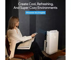 Climatiseur portable SereneLife 14 000 BTU pour la maison avec déshumidificateur, ventilateur, télécommande + kit de fenêtre, blanc
