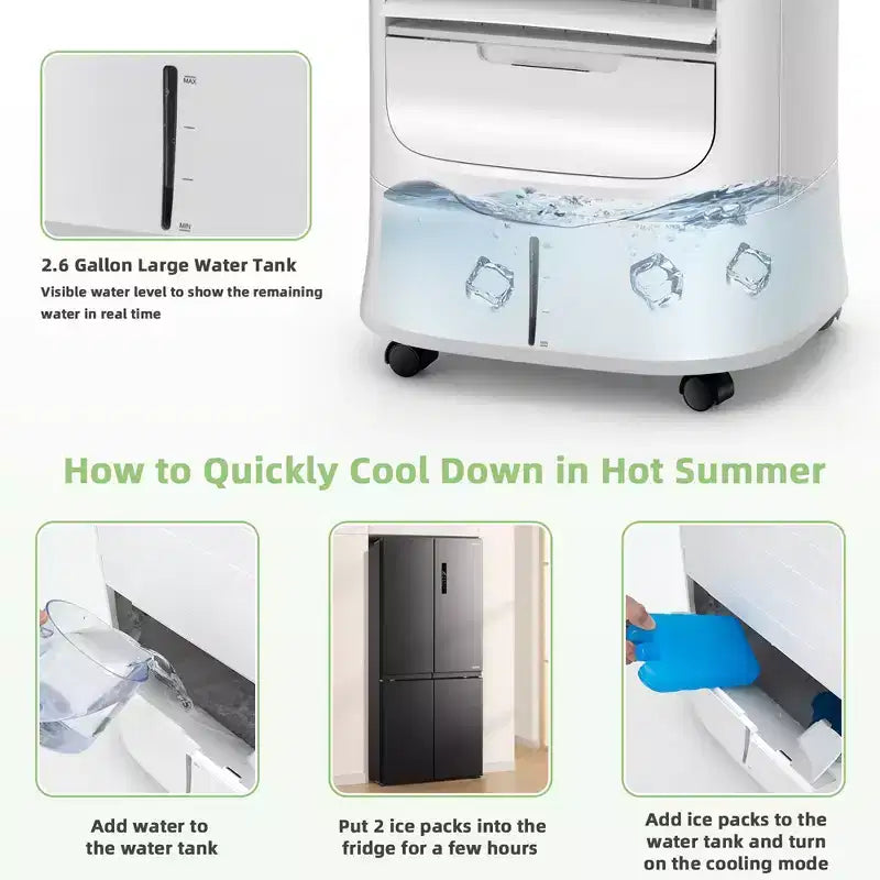Refroidisseur d'air par évaporation Costway 4-en-1 avec humidificateur portable, minuterie, 3 modes et vitesses