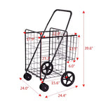 Carrito de Compras Plegable Negro / Plateado con Ruedas Giratorias – 1 Persona