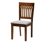 Juego de comedor moderno de tela y madera para 6 personas – 4 sillas + banco + mesa