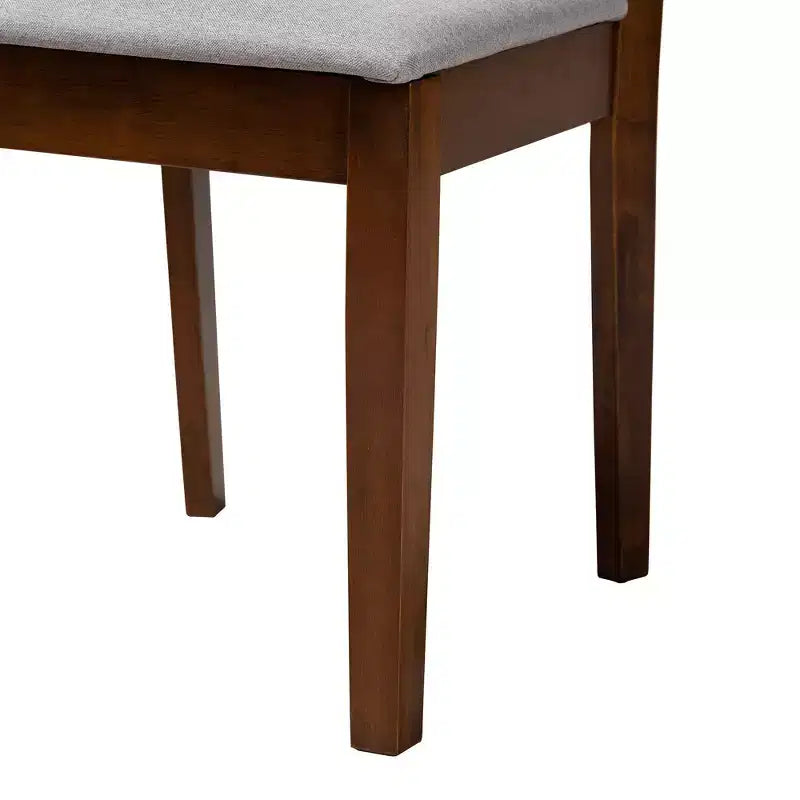Juego de comedor moderno de tela y madera para 6 personas – 4 sillas + banco + mesa