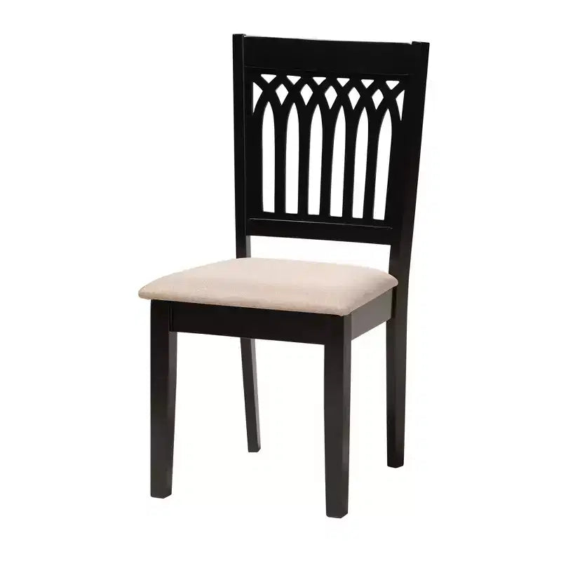 Juego de comedor moderno de tela y madera para 6 personas – 4 sillas + banco + mesa