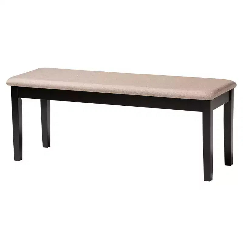 Juego de comedor moderno de tela y madera para 6 personas – 4 sillas + banco + mesa