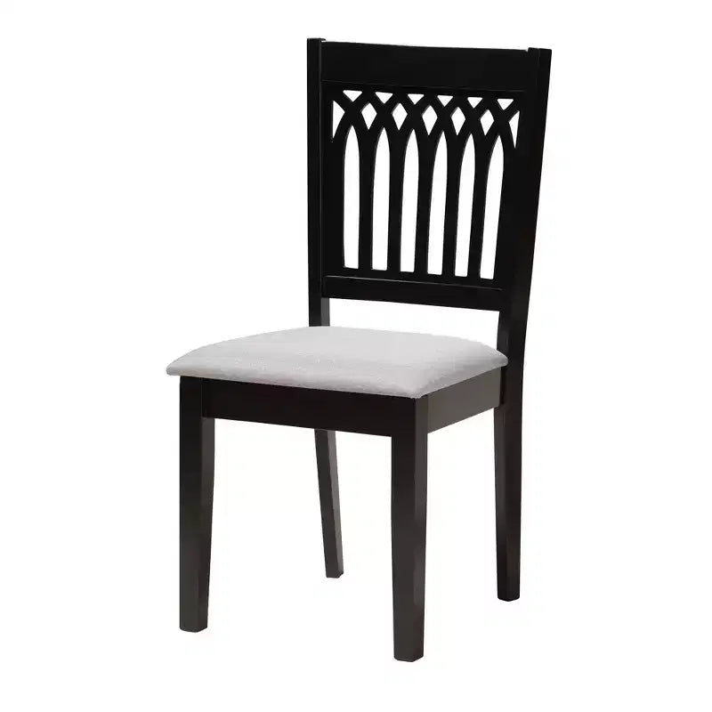 Juego de comedor moderno de tela y madera para 6 personas – 4 sillas + banco + mesa